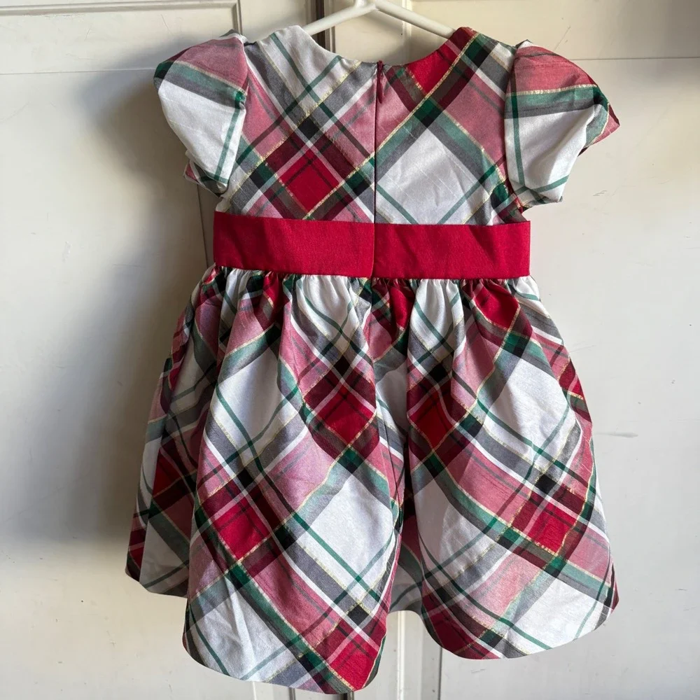 Gymboree Girls Plaid Holiday‎ Dress Toddler Size 6-12 Months Festive Red Green